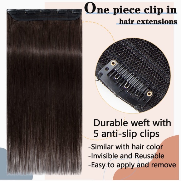 S-noilite Clip-In 100% Real Remy Human Hair Extensions One Piece Weft Clip Brown - Picture 4 of 10